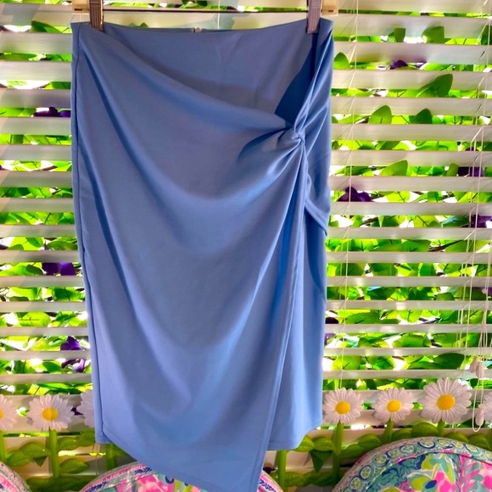 Kate Kasin blue wrap look skirt